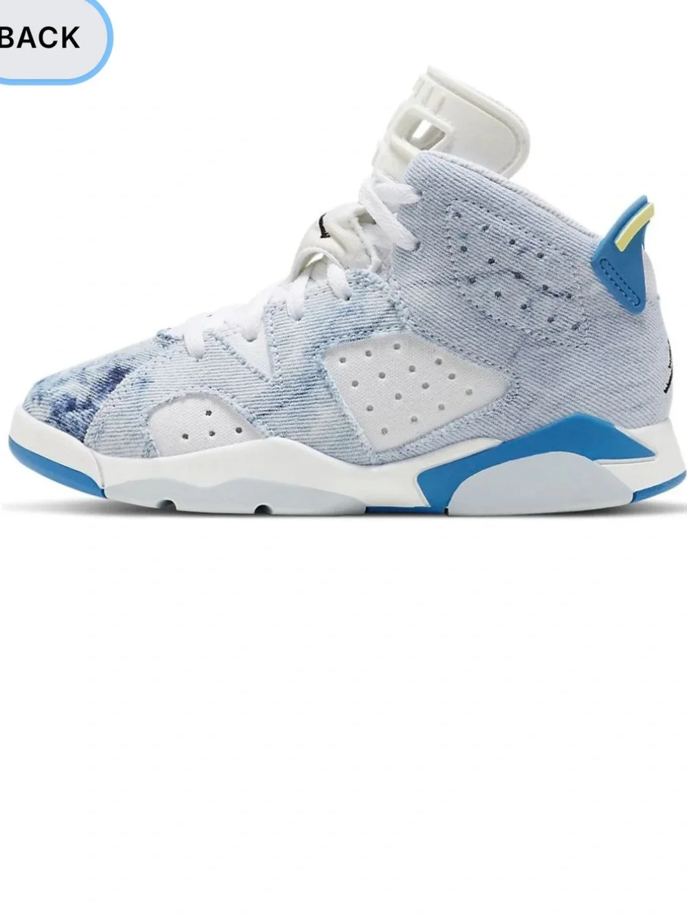 Jordan 6 Retro Denim Wash Kids High-Top Sneakers - White & Light Blue
